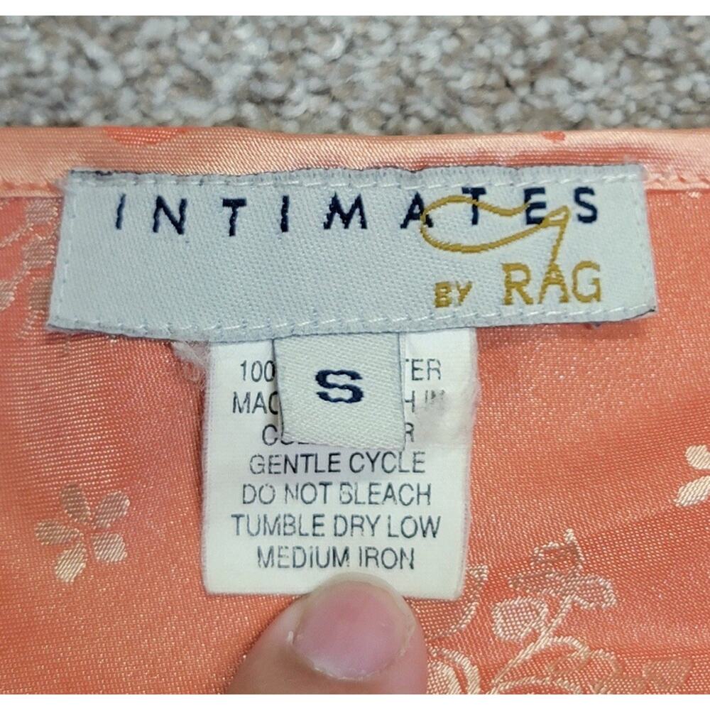 Y2K 2000s Coquette Intimates by Rag Satin Cami Top Size S Coral Peach Floral - Picture 5 of 9